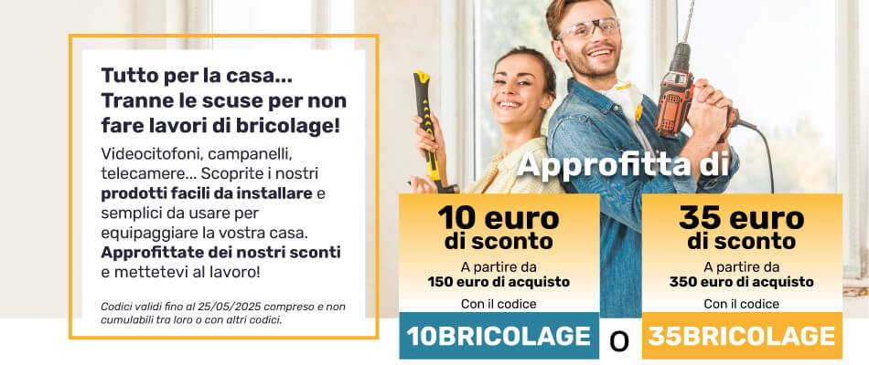 10 euro di sconto con il codice 10BRICOLAGE o 35 euro di sconto con il codice 35BRICOLAGE