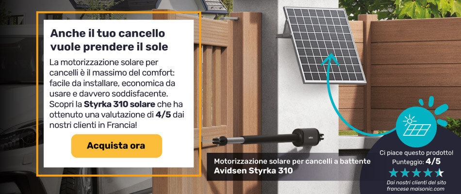 Metti il tuo cancello in moto con l'energia solare grazie al motore Styrka 310