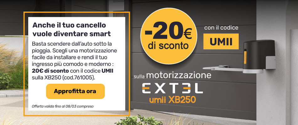 -20&euro; di sconto sulla motorizzazione Extel umii XB150 con il codice UMII