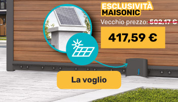 Esclusività maisonic: Cancello scorrevole a energia solare + 2 telecomandi aggiuntivi solo 417,59€