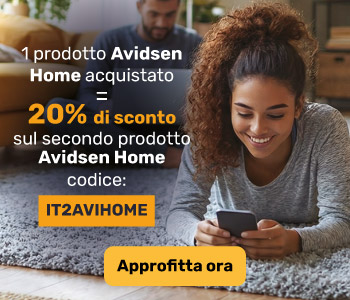 Sconto del 20% a partire dall'acquisto di 2 prodotti Avidsen Home con il codice IT2AVIHOME