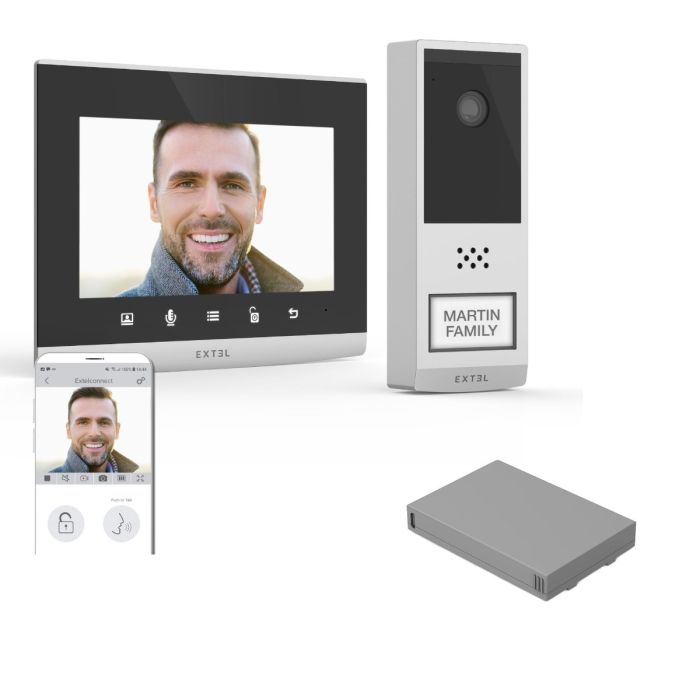 Visiophone connecté Wave 2 Extel sans fil longue portée 350m + 1 batterie supplémentaire