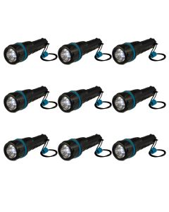 Set di 9 torcia a tre LED SMD bianchi - gomma antiscivolo