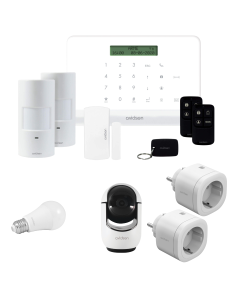 Kit Allarme Casa WiFi/GSM + Telecamera da Interno motorizzata Wi-Fi 2Mp + 2 Prese Wi-Fi + Lampadina RGB E27 Wi-Fi connessa