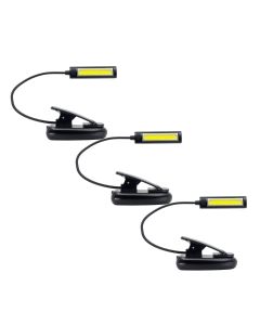 Set di 3 lampada da lettura LED ricaricabile con clip