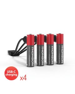 Set di 4 batterie ricaricabili AAA / LR03 Li-ion 1,5 V USB-C con cavo multi USB - 520302 - Thomson