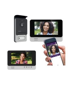 Kit Videocitofono Bifamiliare Wi-Fi Connesso Philips - Espandibile, Monitor Touch Screen 7’’, Apertura Badge RFID, Visione Notturna con Alimentatore a spina