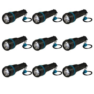 Set di 9 torcia a tre LED SMD bianchi - gomma antiscivolo