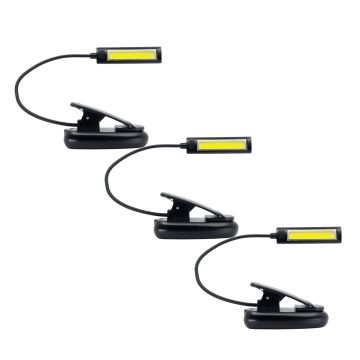 Set di 3 lampada da lettura LED ricaricabile con clip
