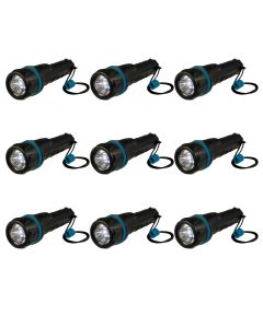 Set di 9 torcia a tre LED SMD bianchi - gomma antiscivolo
