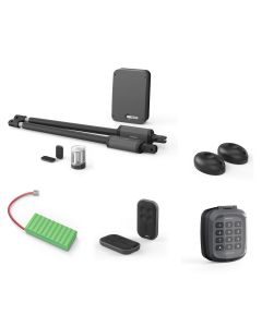 Kit motorizzazione telescopica per cancello a battenti - Styrka 310 + batteria di riserva + codice digitale + fotocellule + 2 telecomandi extra