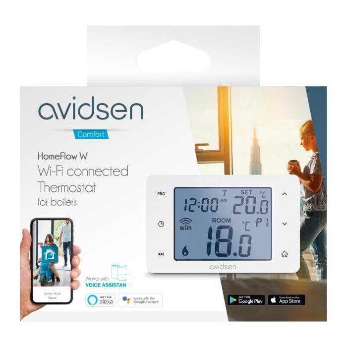 Avidsen Termostato Smart Wi-Fi Programmabile HomeFlow W - Display Retroilluminato - 127062
