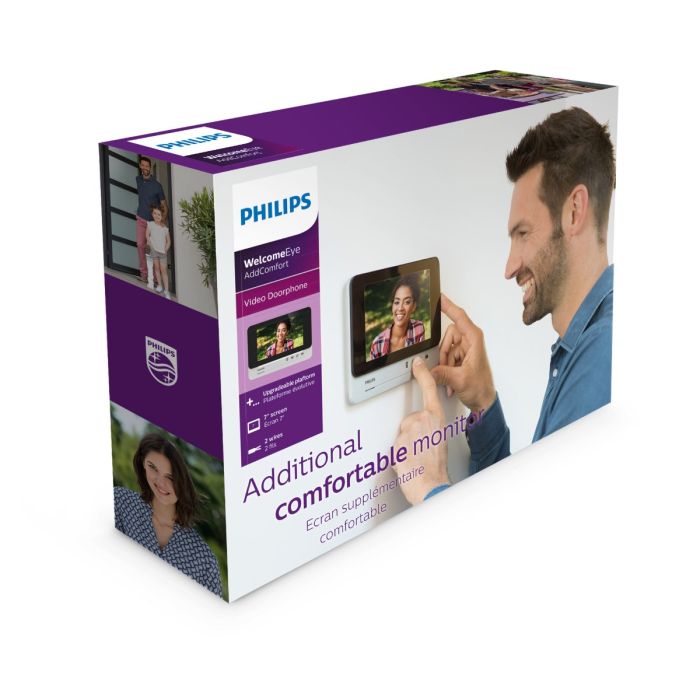 Kit Videocitofono Bifamiliare Wi-Fi Connesso Philips - Espandibile, Monitor Touch Screen 7’’, Apertura Badge RFID, Visione Notturna con Alimentatore a spina