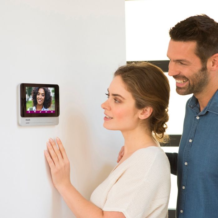 Kit Videocitofono Bifamiliare Wi-Fi Connesso Philips - Espandibile, Monitor Touch Screen 7’’, Apertura Badge RFID, Visione Notturna con Alimentatore a spina