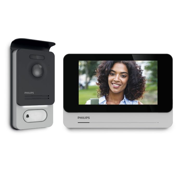 Kit Videocitofono Bifamiliare Wi-Fi Connesso Philips - Espandibile, Monitor Touch Screen 7’’, Apertura Badge RFID, Visione Notturna con Alimentatore a spina