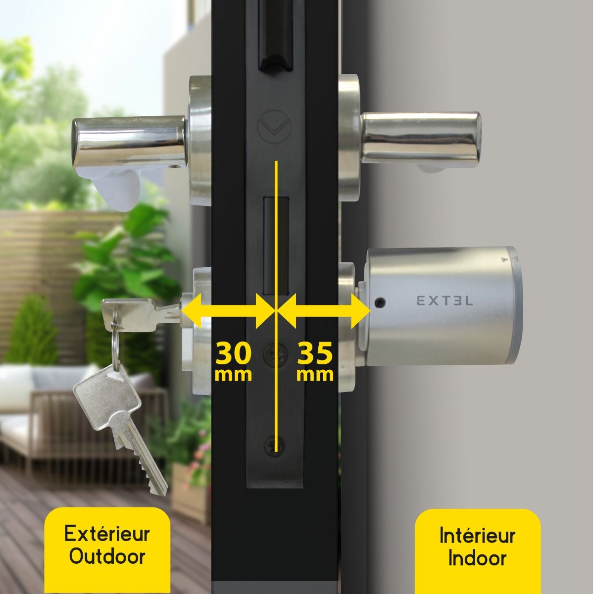 Cilindro 30/35 compatibile con la serratura collegata Extel Lock