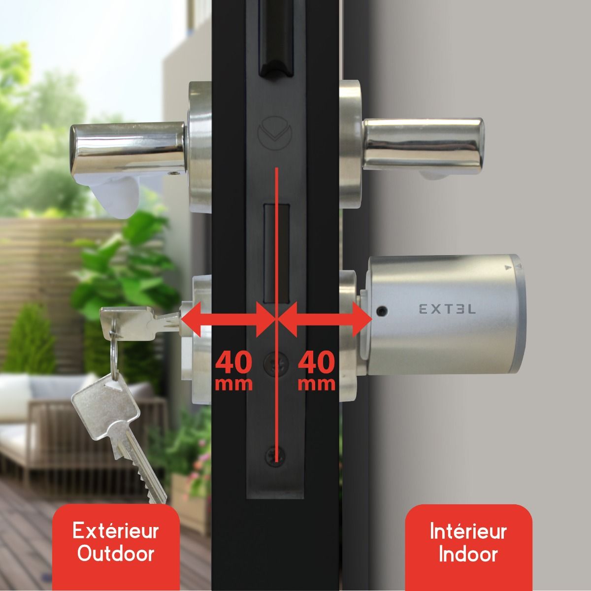 Cilindro 40/40 compatibile con la serratura collegata Extel Lock