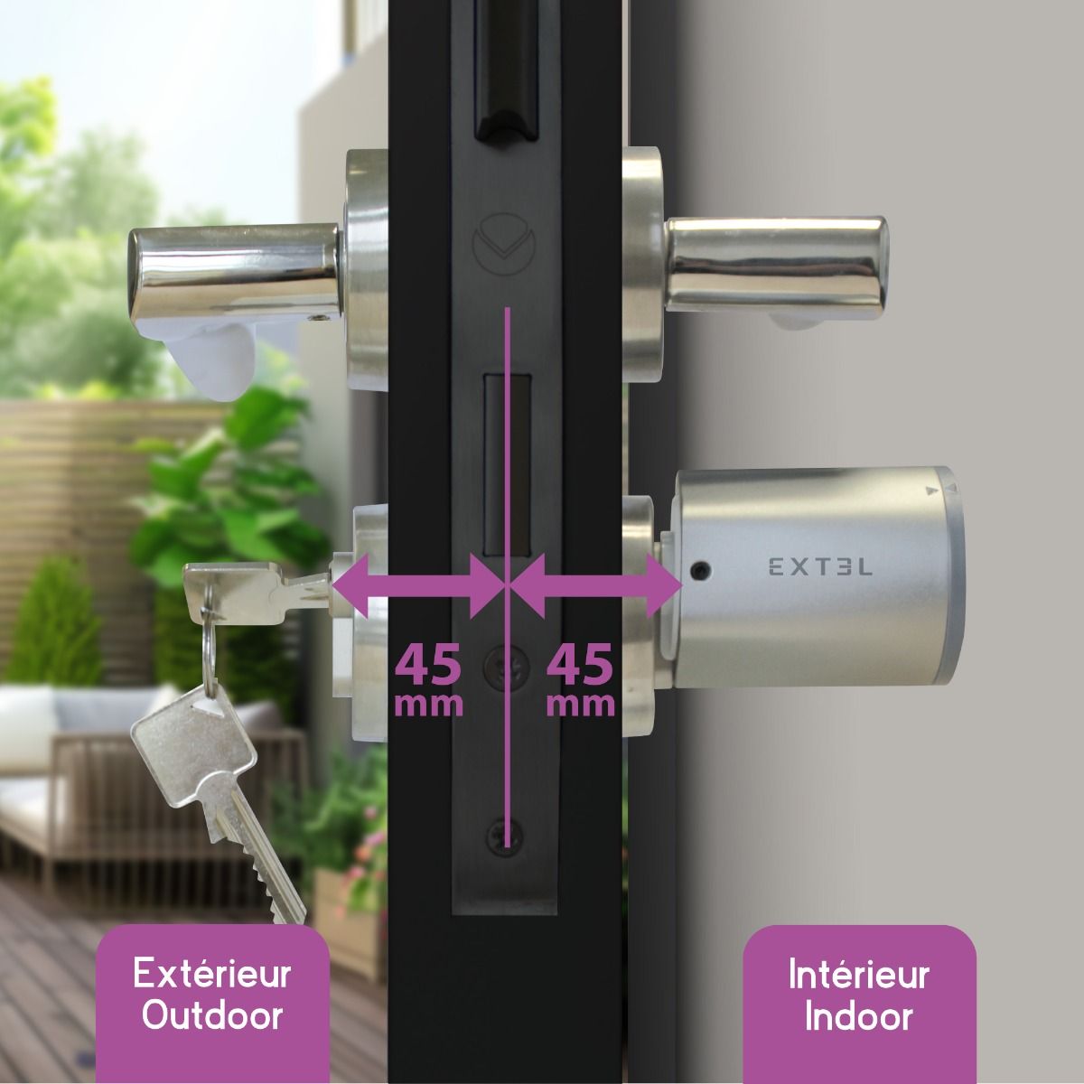 Cilindro 45/45 compatibile con la serratura collegata Extel Lock