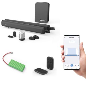 Motorizzazione smart con attuatori per cancelli a battente - Teha Connect + batteria di riserva + 2 telecomandi extra.