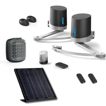 Automazione per cancelli a battente + kit solare + Tastiera senza fili + 2 telecomandi aggiuntivi (3 in tutto)