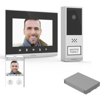 Visiophone connecté Wave 2 Extel sans fil longue portée 350m + 1 batterie supplémentaire