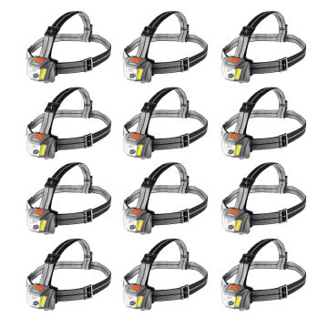 Set di 12 lampade frontali Duo e relativo espositore Nebo