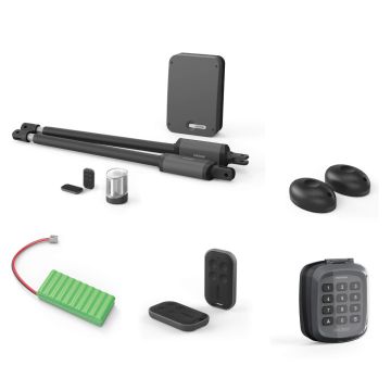 Kit motorizzazione telescopica per cancello a battenti - Styrka 310 + batteria di riserva + codice digitale + fotocellule + 2 telecomandi extra