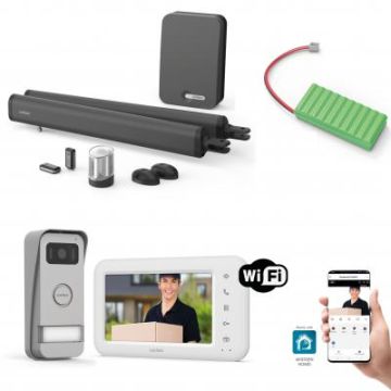 Kit Bundle Teha 410 Secure - Automazione Cancello, Batteria e Videocitofono Wi-Fi Elia Smart