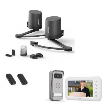 Confezione 100% connessa con automatismo per cancello a battente Orane Connect + videocitofono Elia Smart + 2 telecomandi aggiuntivi
