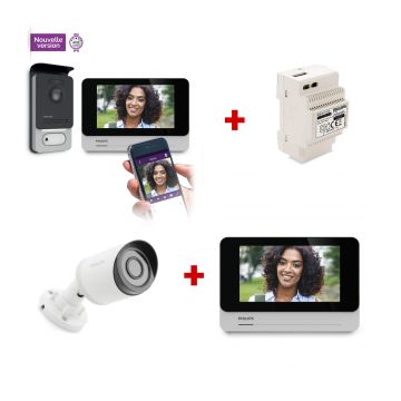 Videotelefono via cavo con 1 telecamera e 2 schermi - Philips Connect 2 Premium