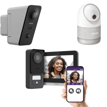 Philips Connect 3K Kit videocamera cablata + telecamera per interni + telecamera per esterni