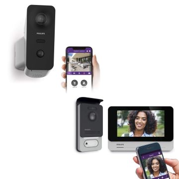 Kit di telecamere da esterno motorizzate e connesse Philips View + videocitofono connesso Philips Connect 2